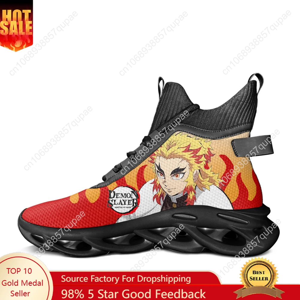 Rengoku High Top Sneakers Cartoon Anime Mens Womens Teenager Sports Shoes Running Sneaker Lace Up Mesh Footwear Customized Shoe