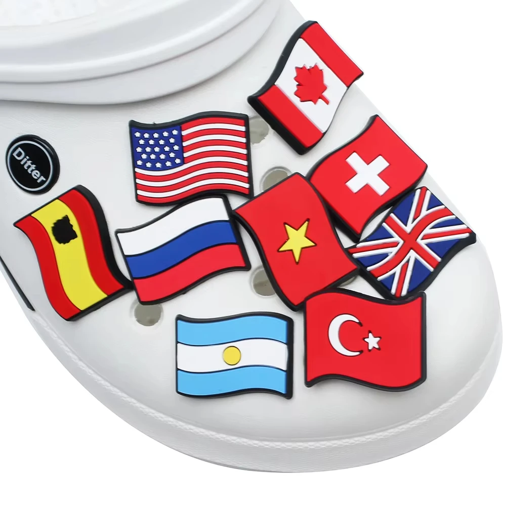 19-103PCS PVC Shoe Charms for Clogs Sandals Wristbands - Global Flag Pattern DIY Decorations Accessories（High-Quality） view 2