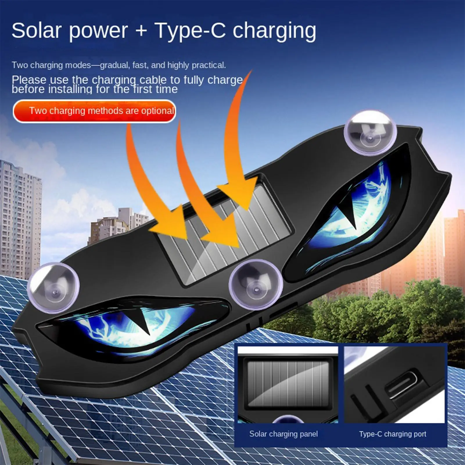 Creative CarDemon Eye Light Cool Flashing Solar Warning Light Solar Eye Led Warning Light Waterproof Reflective Warning Sign