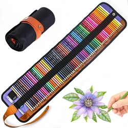 50/72-Piece Colored Pencil Set with Canvas Roll-Up Case - Perfect for Student Adult Coloring, Drawing, Sketching, and Crafting