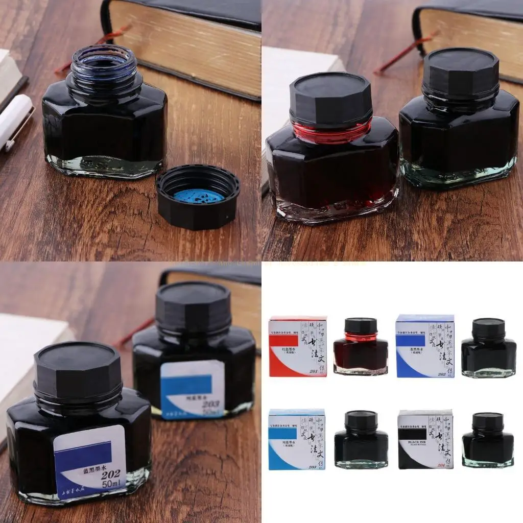 

50ml Bottled Glass Smooth Writing Fountain Pen Refill School Student Station