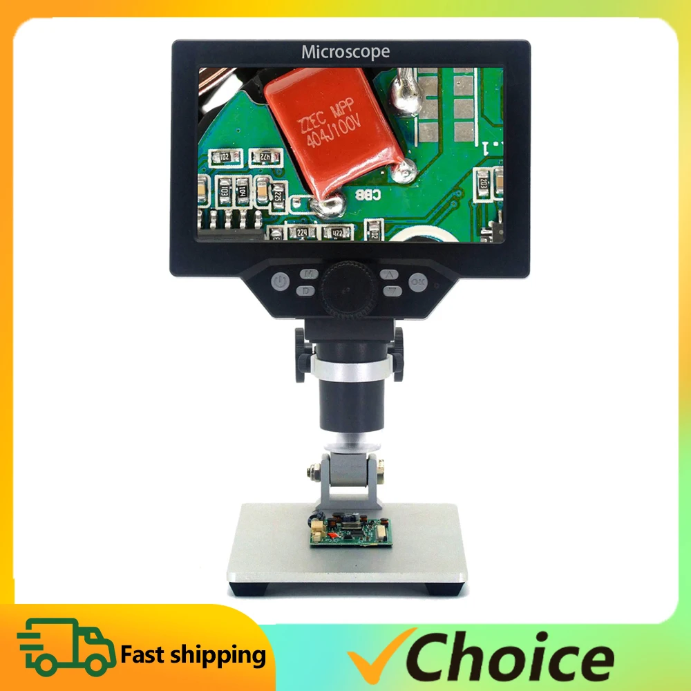 7 Inch LCD Display G1200 12MP 1-1200X Digital Microscope for Soldering Electronic Microscopes Continuous Amplification Magnifier