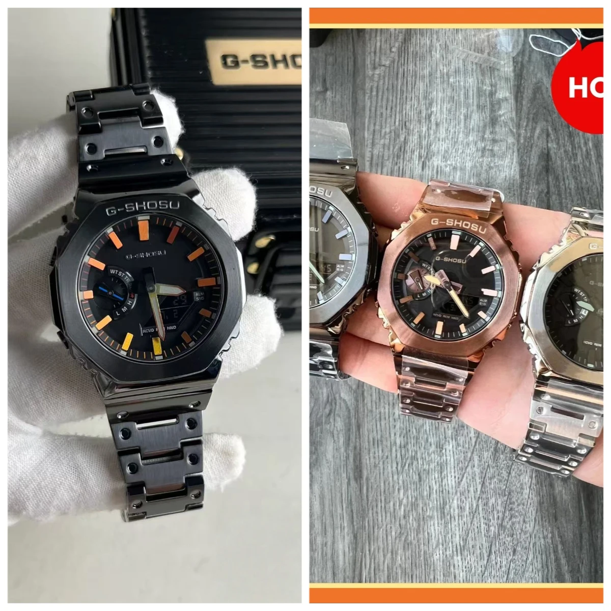 9898 Store ساعة إلكترونية رقمية للجنسين وظيفة كاملة التوقيت العالمي سبيكة LED عرض مزدوج حزام فولاذي الطلب الكبير سلسلة GMB