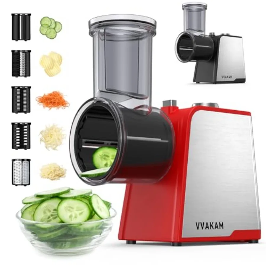 

Electric Cheese Grater 300W DC Motor Rotary Cheese Grater with 5 Different Shapes of Blades Vegetable Cutter for Potato Nuts Ki