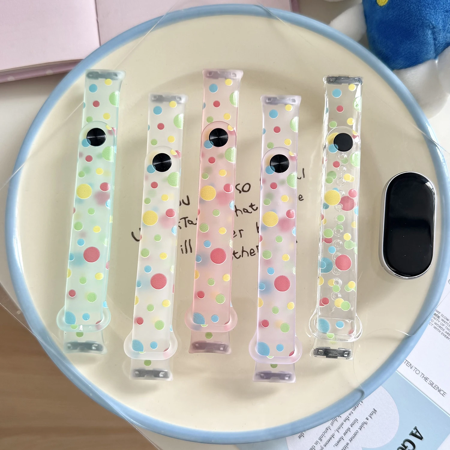 Colorful large wave frosted strap  for Xiaomi wristband 8 9 10 TPU material strap for girls