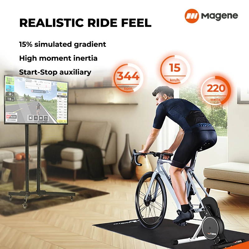 Magene T200 Smart Trainer ERG Full Function Ride Indoor Foldable Stable Tool Cadence Speed Power 1800W by Zwift Wahoo