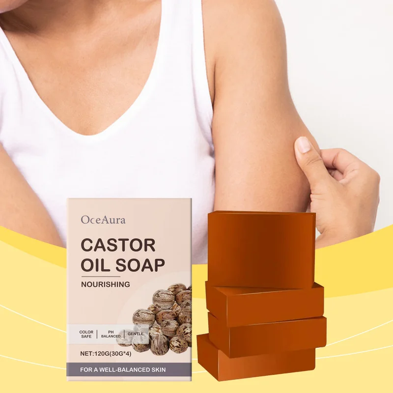 

Castor Oil Moisturizing Soap - Help Clean Skin, Moisturize, Reduce Odor, Castor Fragrance, For Hair Face Body, 1 set