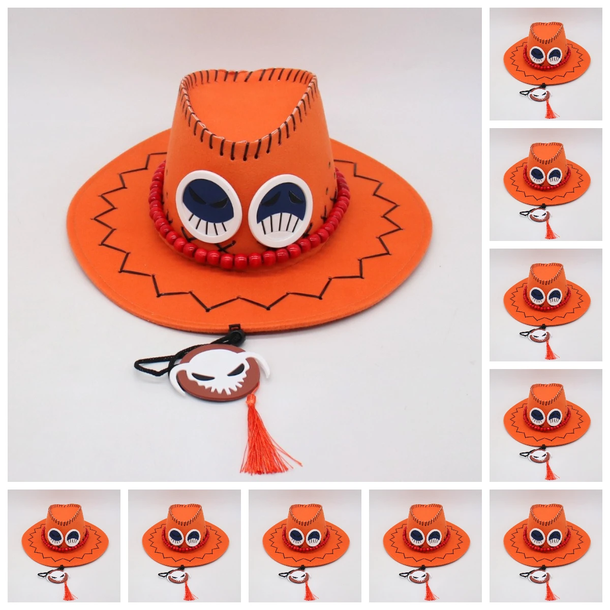 

1 pcs/10 pcs Anime Ace Cosplay Costume Accessories Hat Necklace for Adult Men Women Cowboy Hat