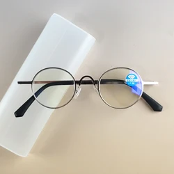 Vintage Small Round Black Gold Reading Glasses Anti blue light Ultralight Reader Computer 42mm-rim Magnifier