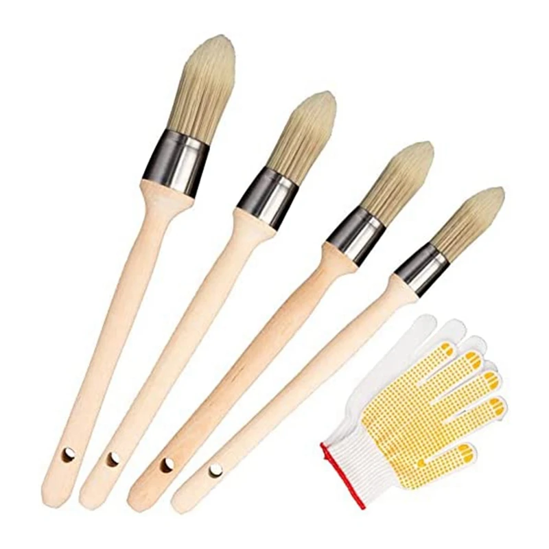 

Trim Painting Tool,4 X Small Paint Brush For Touch Ups And 1 X Non Gloves, Trim Paint Brush Edge Painting Tool For Sash