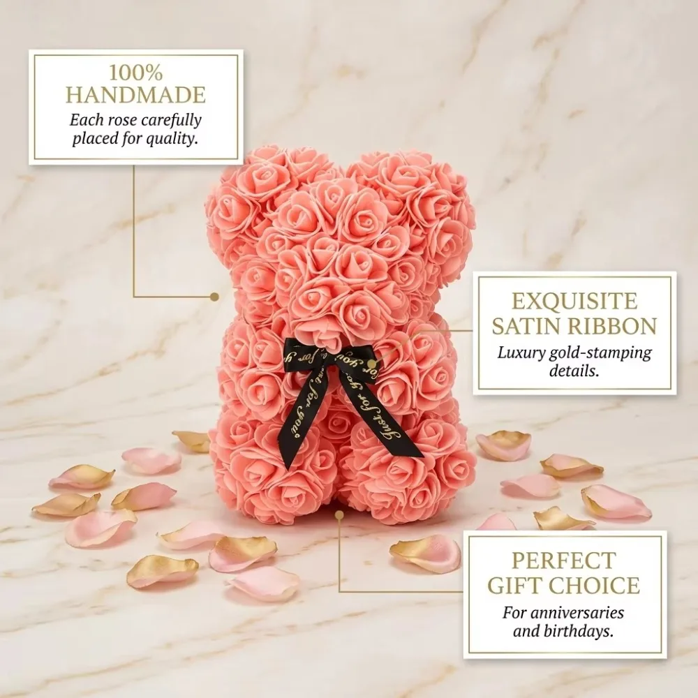 Künstliche Blume Ewige Rose Teddybär für 520 Muttertag Geburtstag Valentinstag Jubiläum Geschenke & Dekorationen – Detail 3