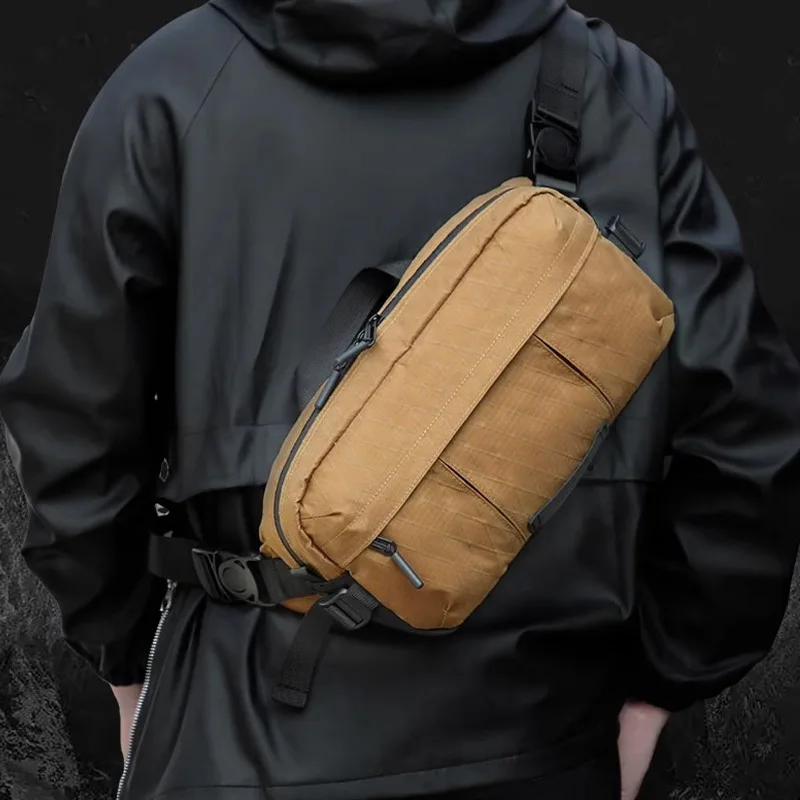 

Men's Single oulder Crossbody Bag Travel Storage Chest Bag Leisure Handbag Soft Nylon Material Zipper Closure Casual Sle