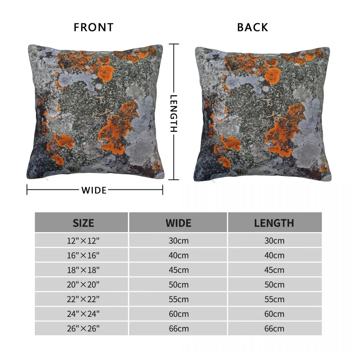 Orange And Grey Lichen Square Pillowcase Polyester Linen Velvet Printed Zip Decor Throw Pillow Case Car Cushion Cover 45x45