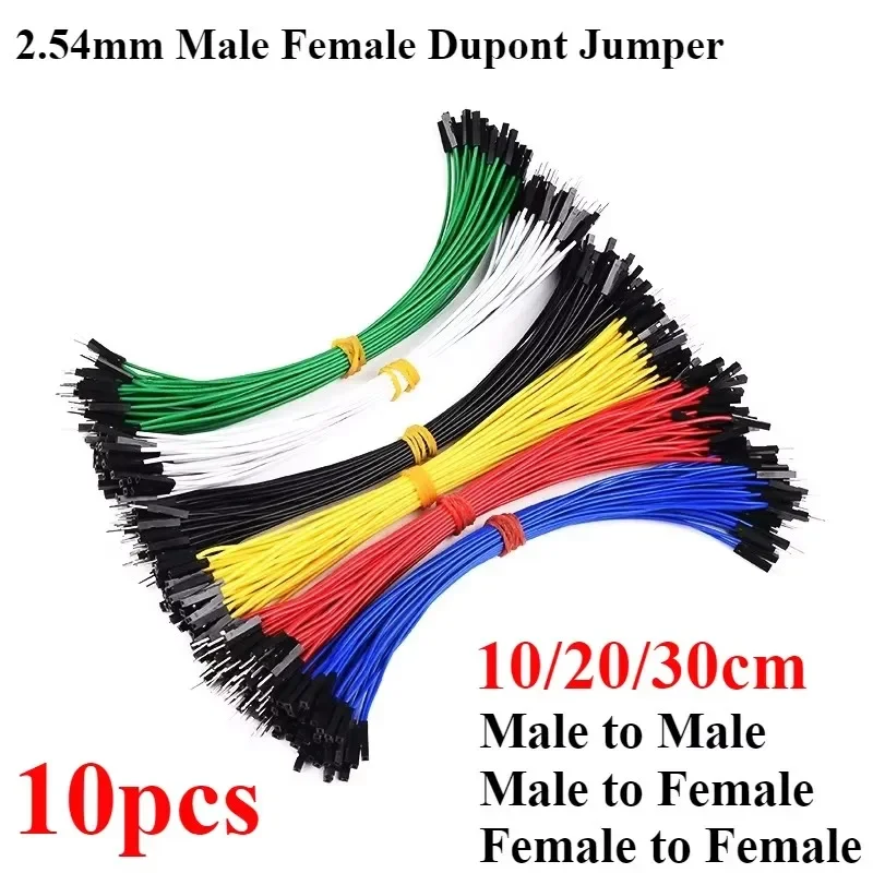 

10Pcs Breadboard Dupont Cable For Arduino Line 2.54mm Male Female Dupont Jumper Wire 26AWG Cable DIY Electronic 1Pin Connector