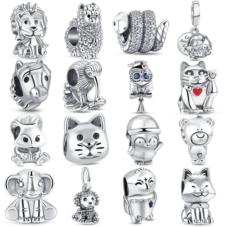 Vente flash : breloques en argent sterling 925, animaux (lion, cochon, licorne, singe), breloques DIY pour bracelet, bijoux pour femme, cadeaux
