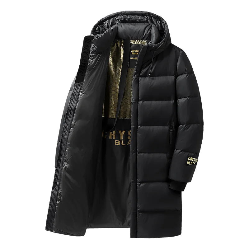 Winter Männer lässig wind dicht Kapuze dicke lange Parkas Herren Puffer schwarz Gold Vintage klassische Bomber jacken männlichen Mantel im Freien