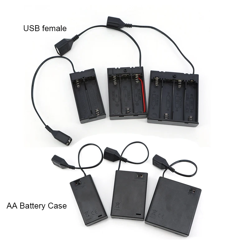 2*AA 3*AA 4*AA 3V 4.5V 6V Battery Case With USB female cable Port cover For Building Blocks LED Light Kit With Switch W28