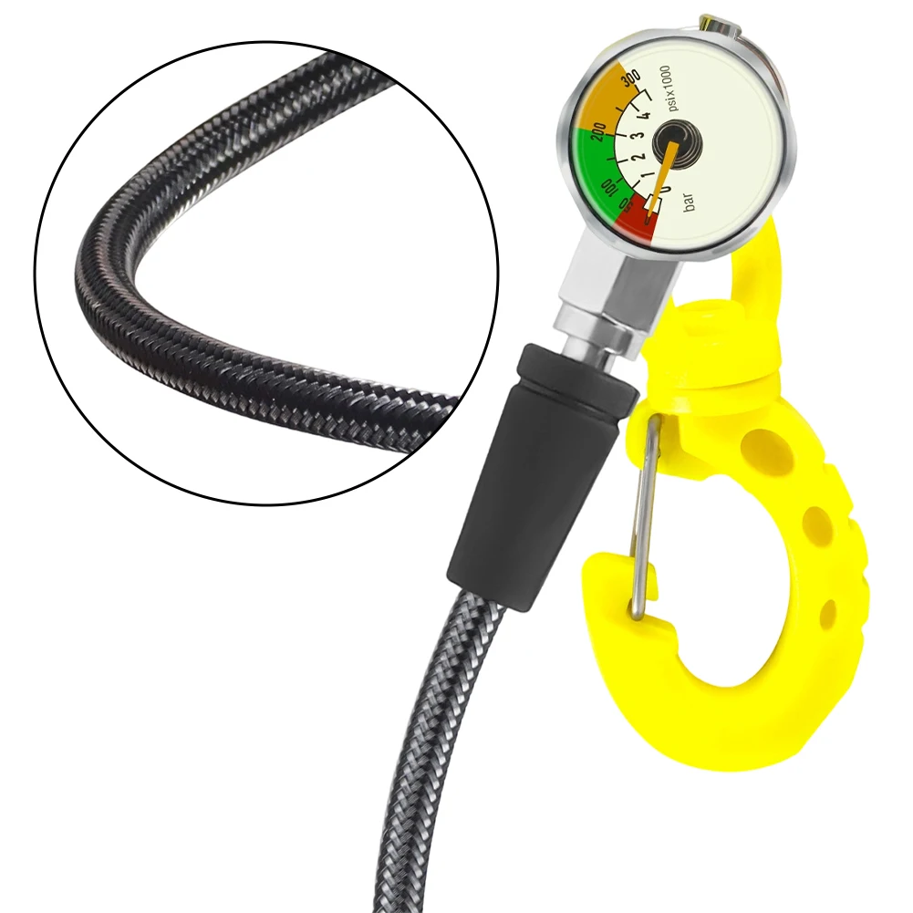 Scuba Diving Pressure Gauge with 7/16-20UNF Thread and Fiber Hose for Readings in Low Light Conditions Scuba Diving