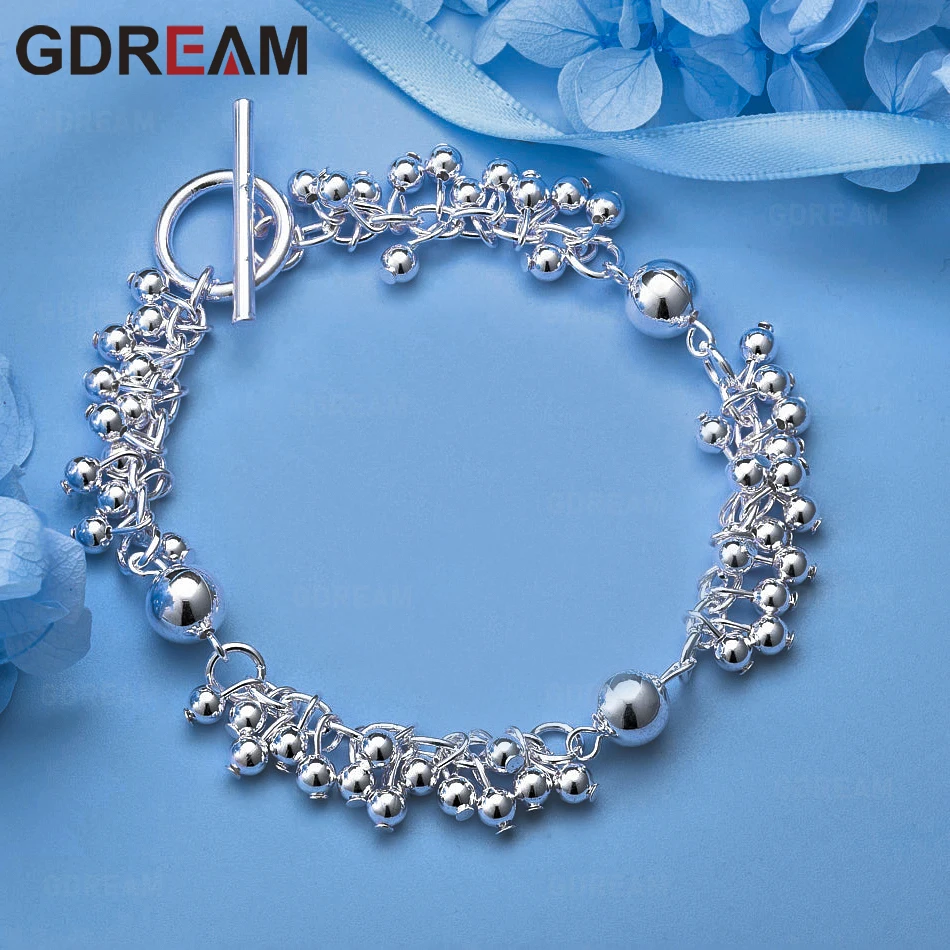 

GDREAM 925 Sterling Silver Grape Beads Bracelet Trendy European And American Retro Party Accessories