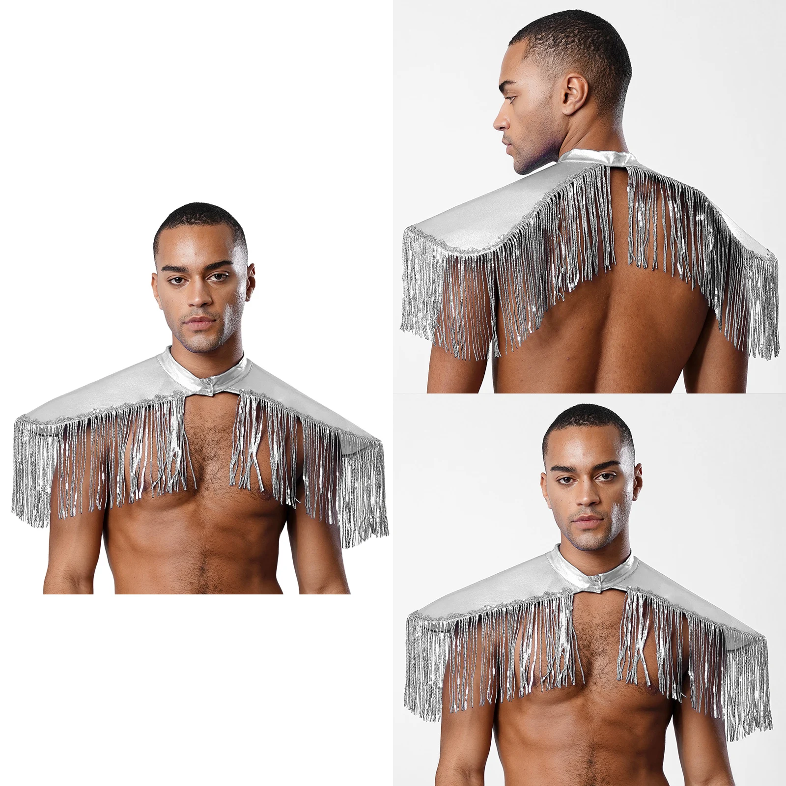 เสื้อคลุมแฟชั่นผู้ชายแบบมีพู่ห้อย  แผ่นรองไหล่  ชุดคอสเพลย์  ชุดนักร้อง  งานปาร์ตี้  งานแสดง  อุปกรณ์เสริม