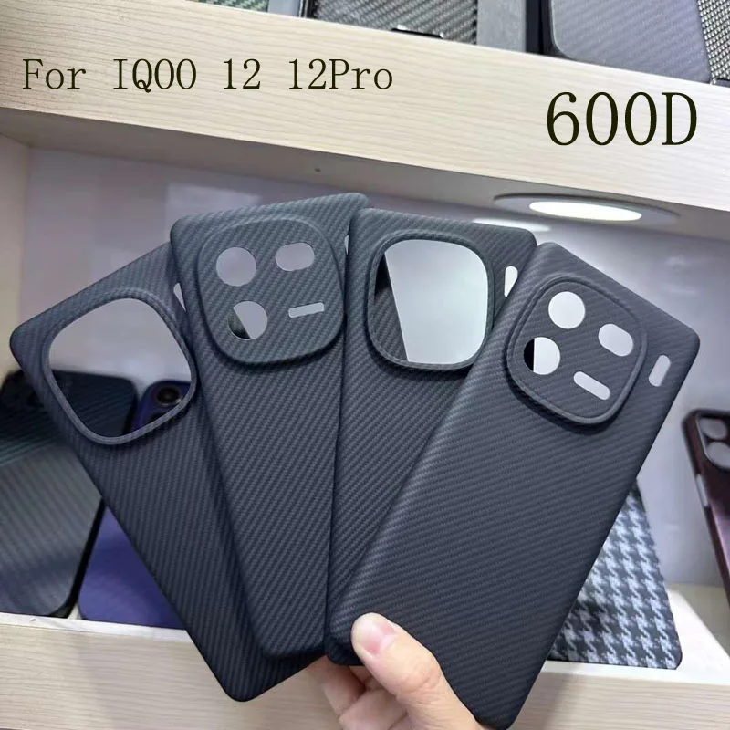 

Case for IQOO 12 ＆12 Pro Ultrathin Real Carbon Fiber Aramid Anti-explosion Mobile Phone Protective Cover Protection Shell