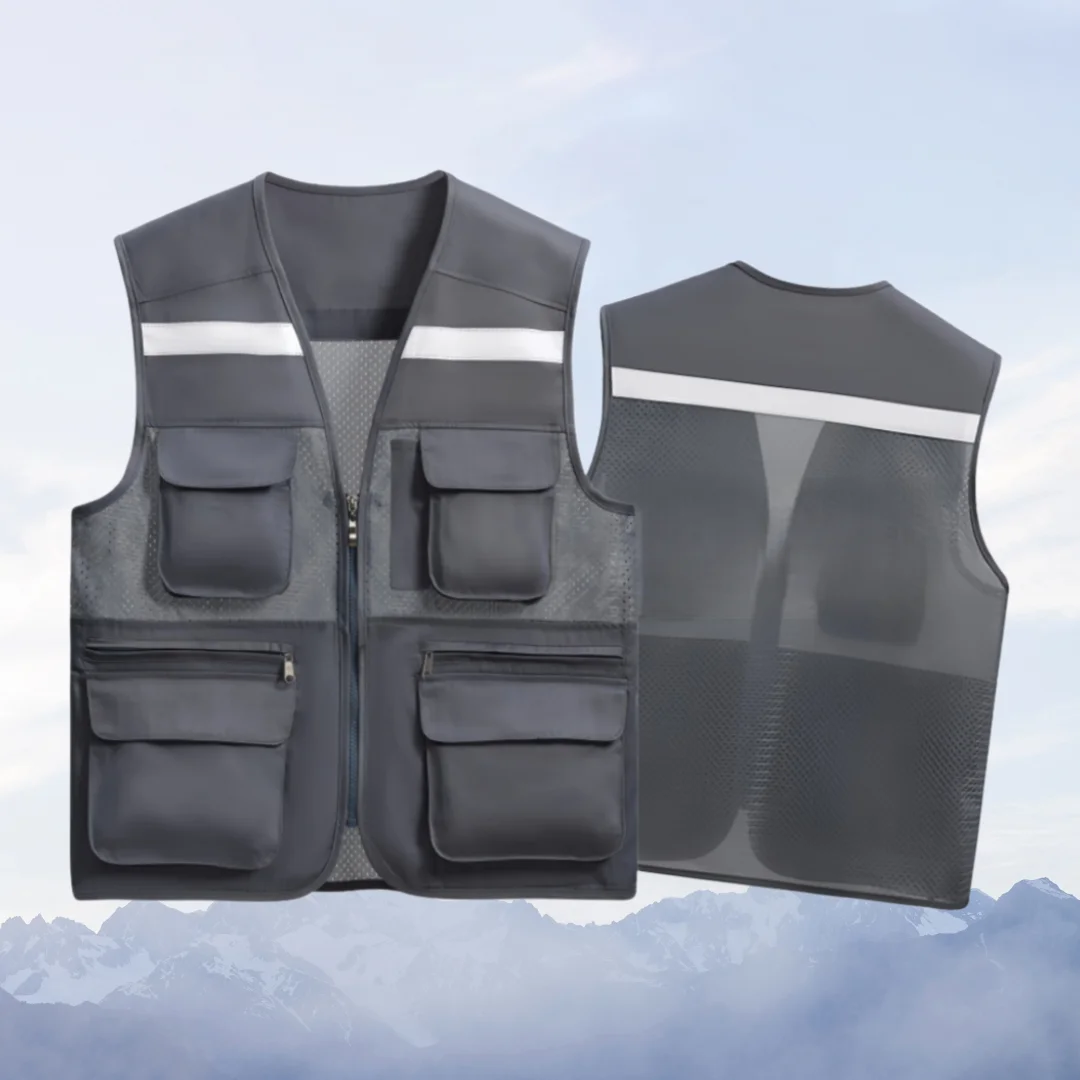 

Жилет с логотипом и множеством карманов для путешественников, рыбаков, фотографов, режиссеров, для активного отдыха, на молнии, для групп, компаний, рабочая одежда, на заказ