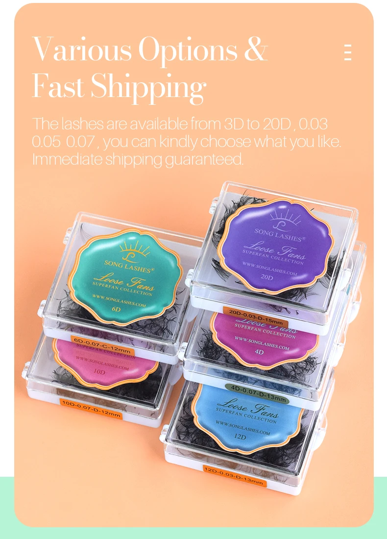 NEW Song Lashes Promade Fans Pointy Base Loose Fans Sharp Thin Root Korea PBT Material 500 Fans