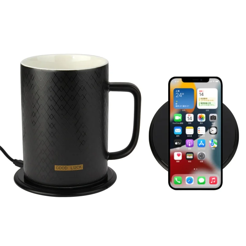 ﻿ USB Wireless Charging Cup Warmer Pad CoffeeCup 55° Household Heater Milk Tea Leakproof Thermos