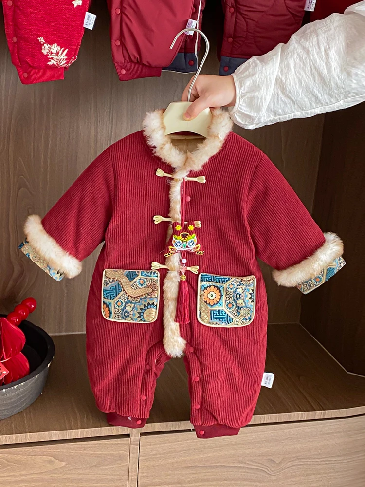 

Детская одежда Thiened New Year, зимний детский хлопковый костюм, традиционный китайский новогодний костюм для младенцев Sle Rer