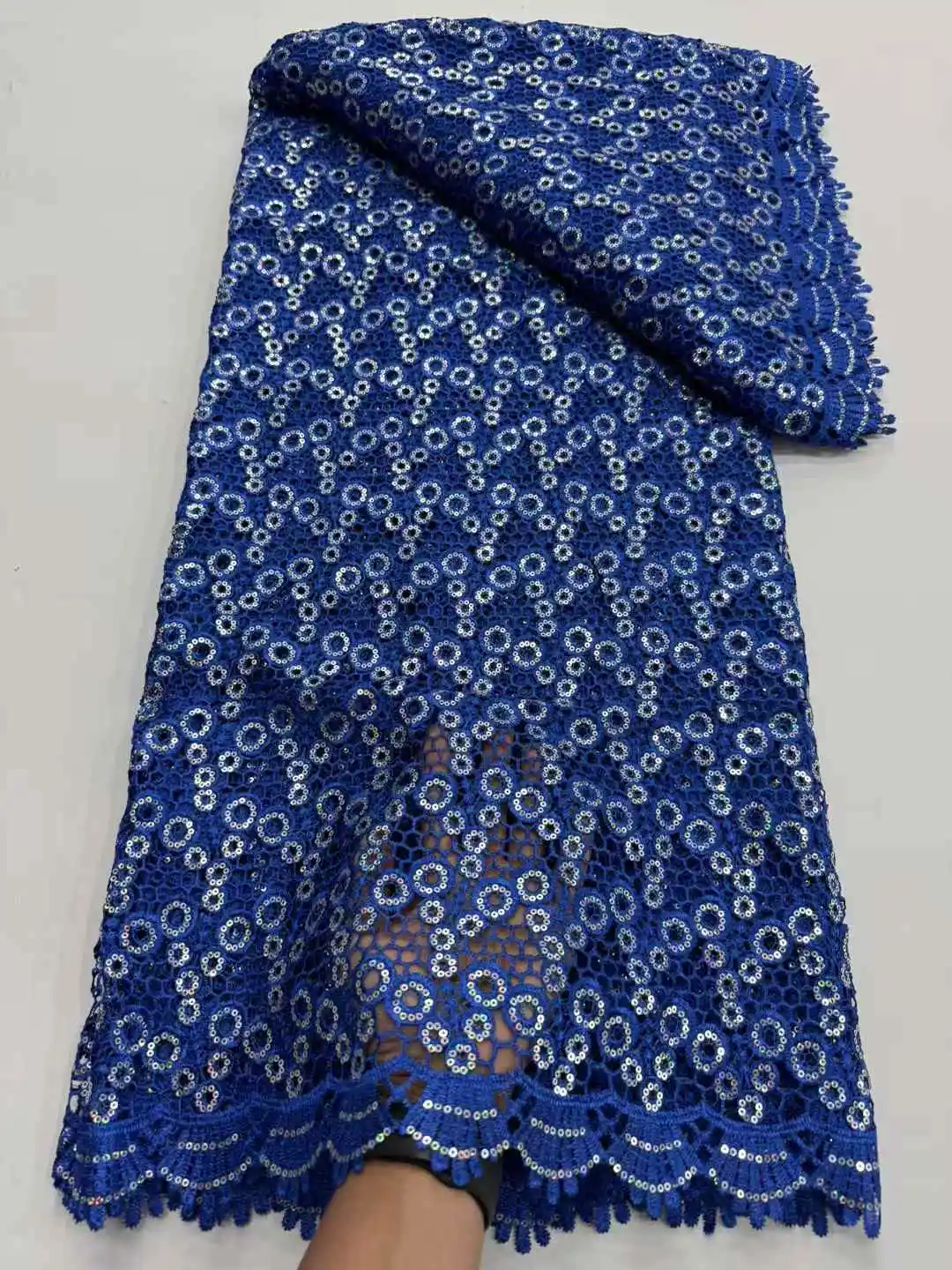 African Luxury Sequins  Mesh Lace Fabrics Nigerian Guipure French Lace Net Lace for Women Evening Dresses Sewing -RFa