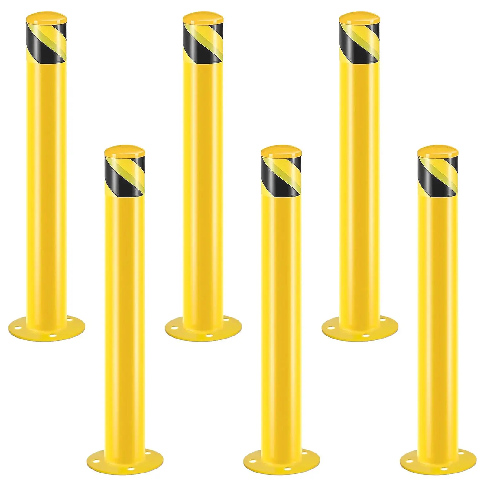 Safety Bollard Post, 42 Inch Height Steel Bollards, 3.5 Inch Diameter Parking Bollard, Yellow Powder Coated Safety Parking