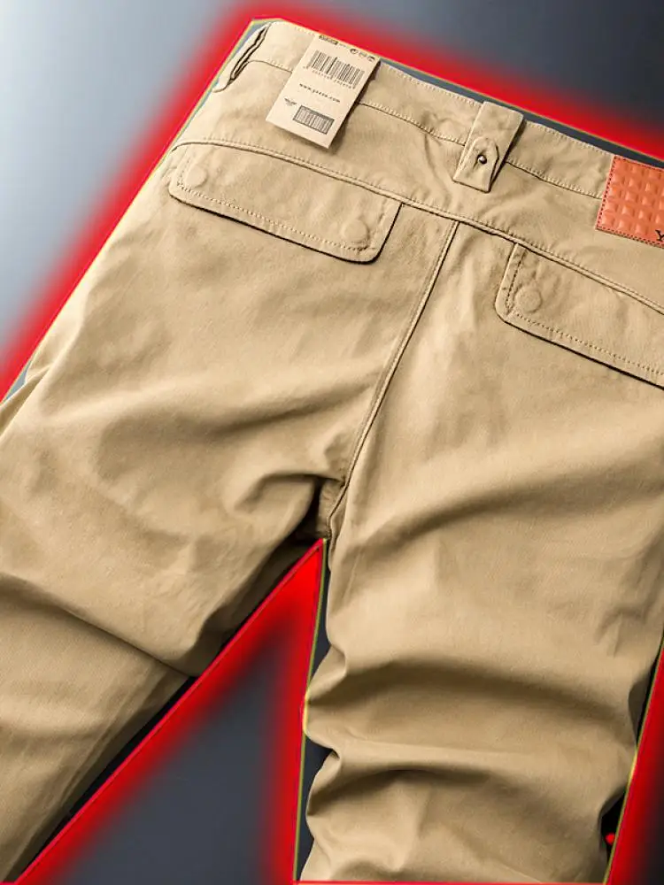 

Yezoe эластичные мужские повседневные брюки с высокой талией, прямые брюки, модный бренд цвета хаки, осень-зима, модные молодежные брюки