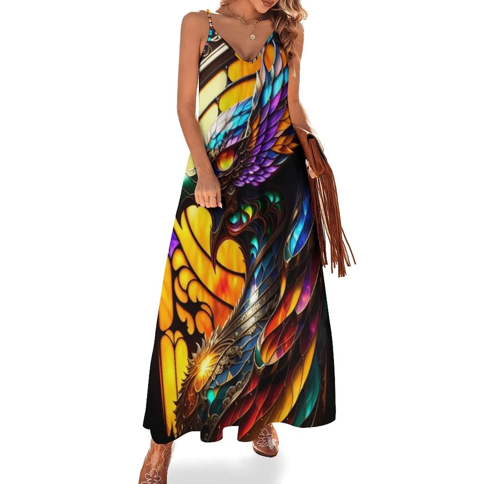 

Stained glass Griffin Sleeveless Dress Long dress prom dress 2025 party dresses women