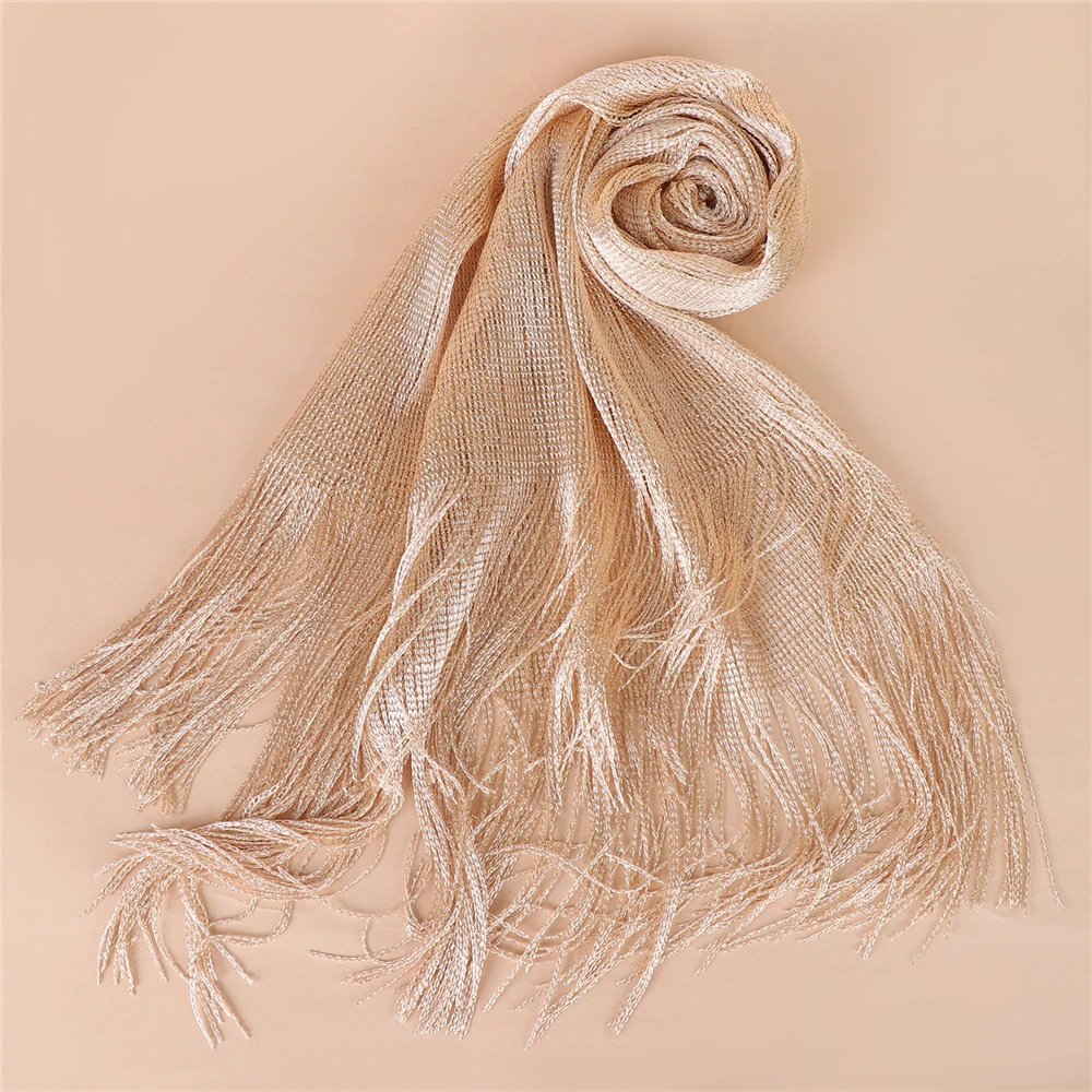 Sparkling Tassel Scarf Women Evening Party Shawl Golden Silver Shiny Shawls for Bridal Bridesmaid Wedding Wraps Fringed Scarves