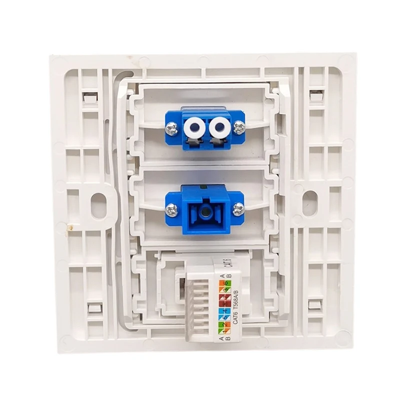 CAT6 RJ45 Soket LAN SC UPC APC Serat Optik SC Pelat Dinding Mode Tunggal dengan Steker Konektor Panel Optik LC Dupleks untuk Jaringan