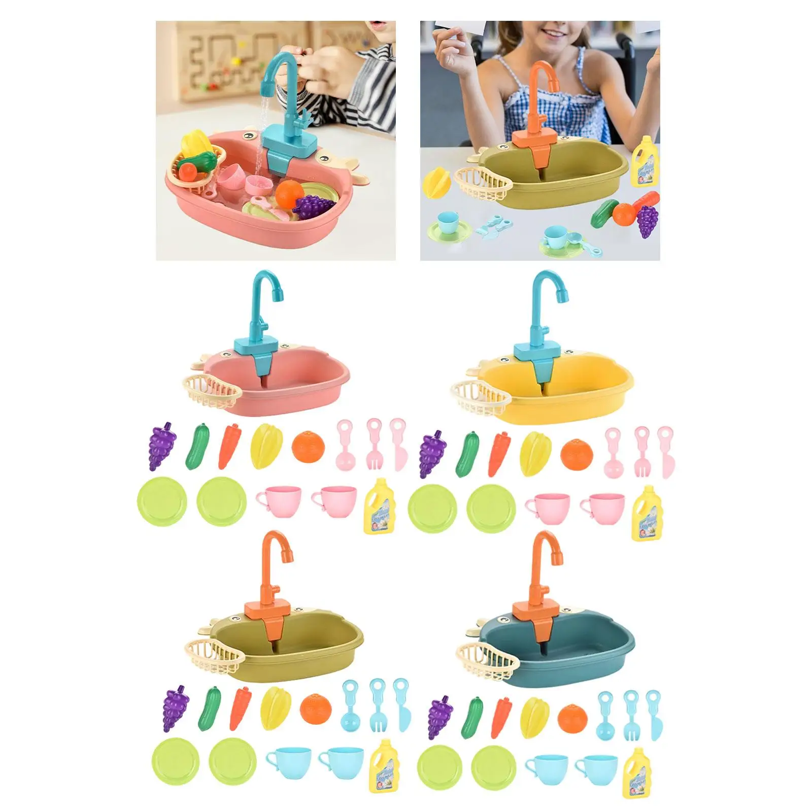 Jouets d'évier de cuisine avec système de Circulation d'eau électrique d'eau courante, jouets de Simulation pour garçons, enfants, filles, tout-petits