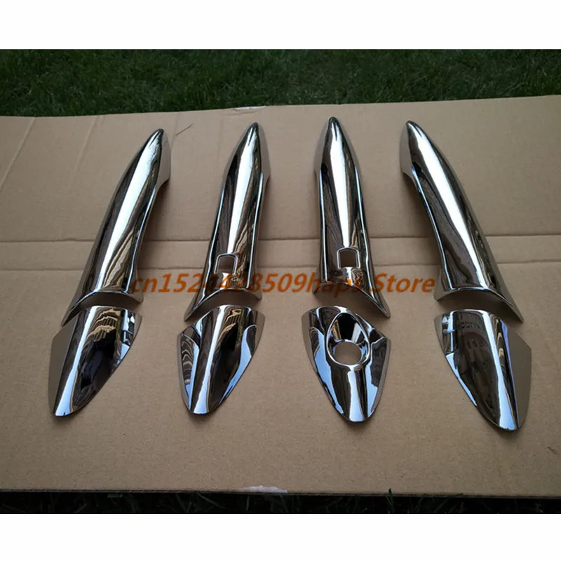 With 2 smart holes ACCESSORIES FIT FOR 2011 2012 2013 2014 2015 HYUNDAI ELANTRA CHROME SIDE DOOR HANDLE BAR COVER CATCH TRIM MOL