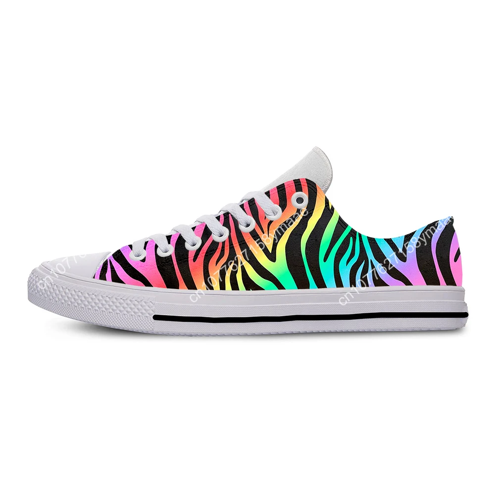 Summer Zebra Print Stripe Cute Funny Casual Shoes Low Top Latest Board Shoes Lightweight Breathable Female Men Women Sneakers
