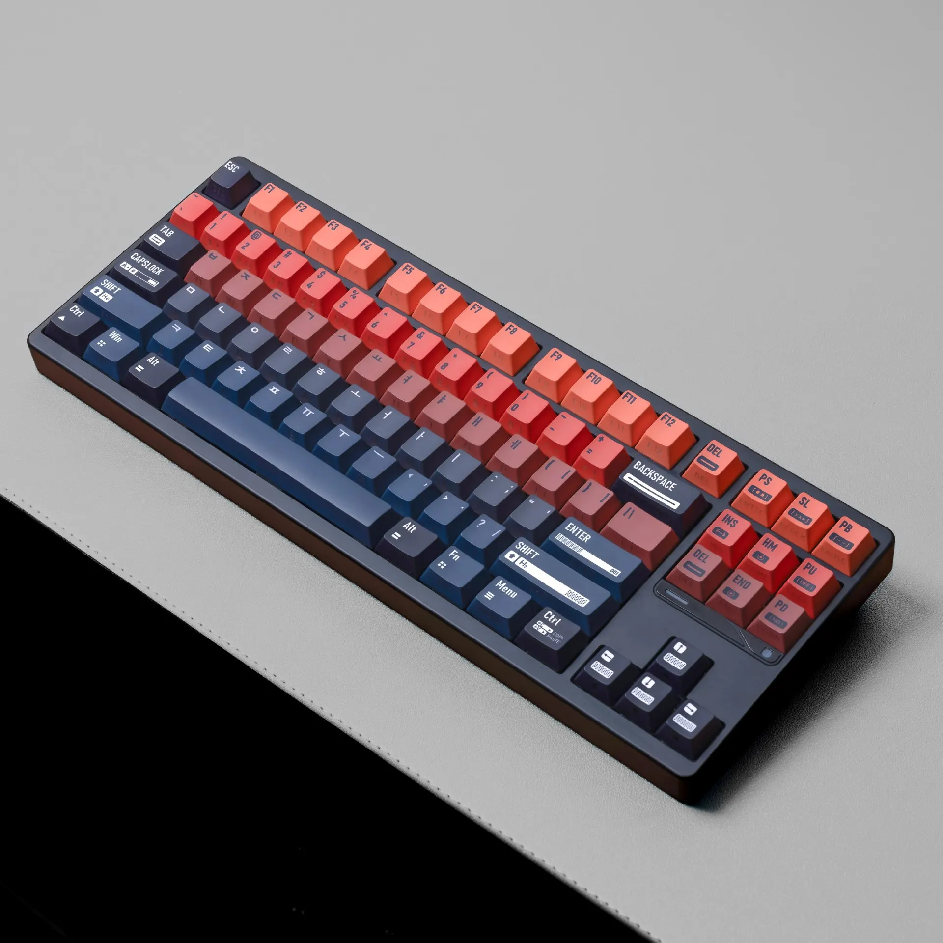 

Gradient Black Red PBT Keycaps Cherry Profile Double Print Side 130 Keys EN/KR/FR/DE/ES/JP for Gaming Mechanical Keyboard