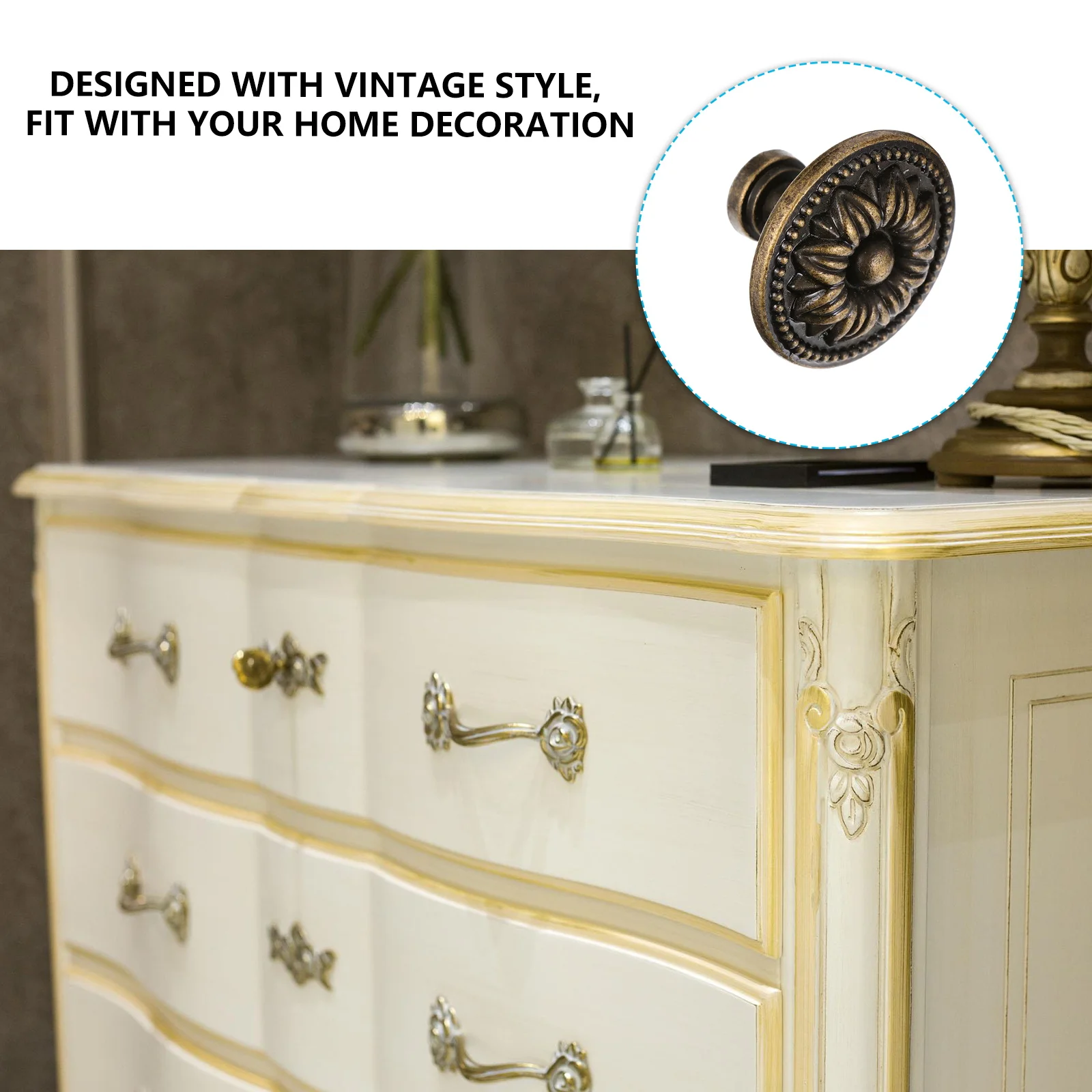 

4 Pcs Zinc Alloy Cabinet Knobs Vintage Drawer Pulls Smooth Finish For Kitchen Bathroom Furniture Wardrobe Door H les