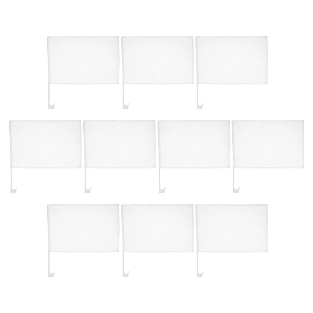 

10 pcs Blank Car Flags 30X45Cm White Sublimation Mini Flag Pole For Window Vehicle Exterior Decor Diy Customization Bulk Flags