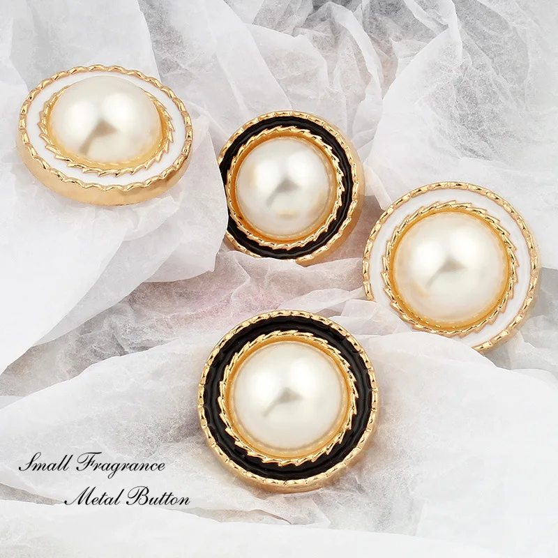 10pcs 15/20/25mm Fashion Blouse Pearl Buttons Embellishments for Clothing Luxury CC Buttons for Clothing Women Shirt Coat Button