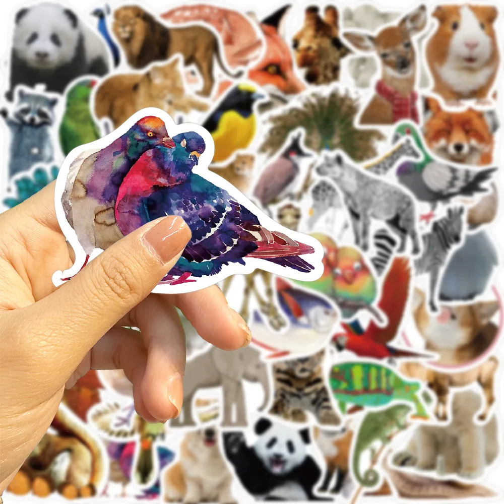 50 szt. Naklejki z motywem dzikich zwierząt z dżungli i zoo, do samodzielnego ozdabiania, na telefon, do scrapbookingu, estetyczne naklejki. — zdjęcie 3
