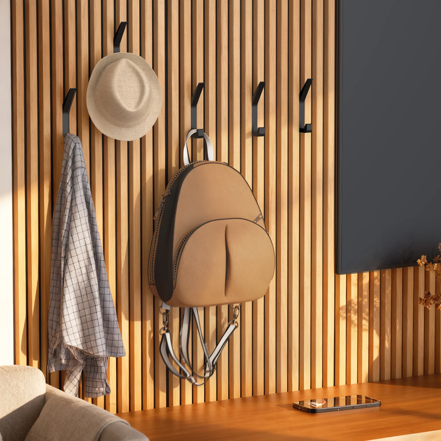 4 Soundproof Panel Hooks - Drill-free coat hooks for soundproof panels, practical hooks for home studios and office soundproofin view 5