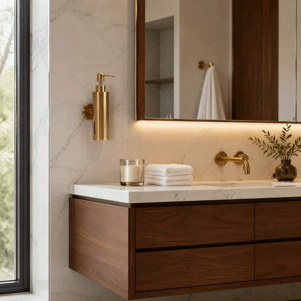 Stainless Steel Liquid Soap Dispenser Wall Mounted Gold Hand Soap Container Durable Modern Design Soap Dispenser