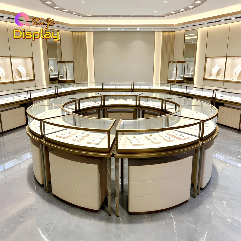 custom.Portable LED Lighting Trade Show Jewelry Display Cabinet Lockable Glass Showcase Mall Use Eco-Friendly Durable Furnit