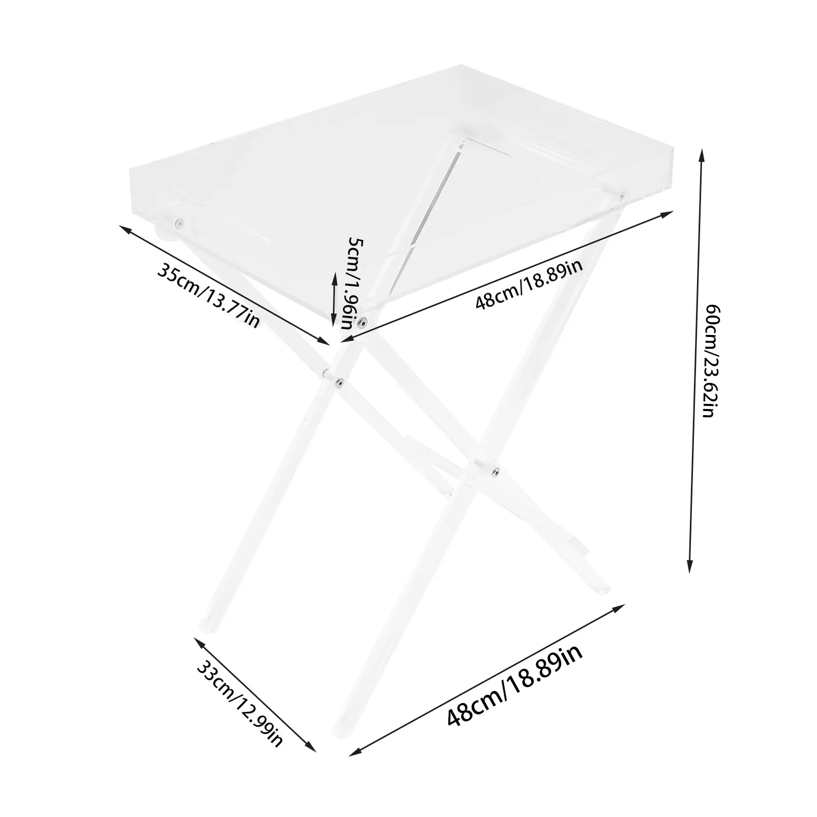 

Foldable Table Acrylic Transparent Table Sofa Snack Coffee Laptop End Side Table