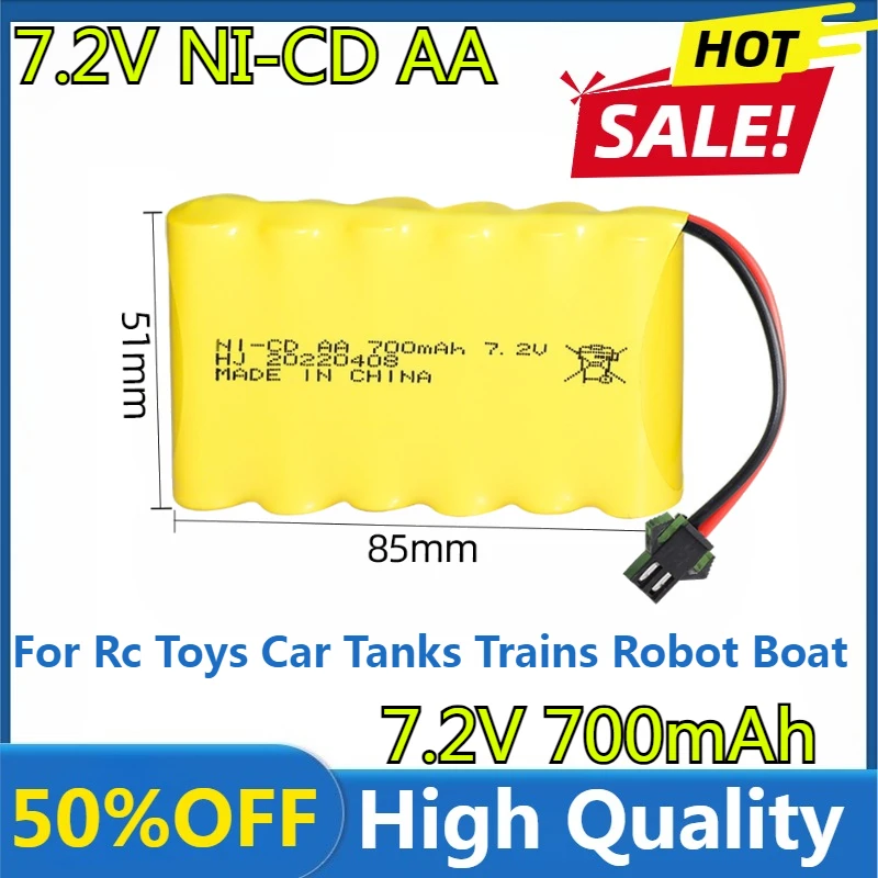 

High Quality 7.2V 700mAh Ni-cd Rechargeable Battery SM Plug for Rc Toys Car Tanks Trains Robot Boat Gun Nicd AA 7.2 V 700mah