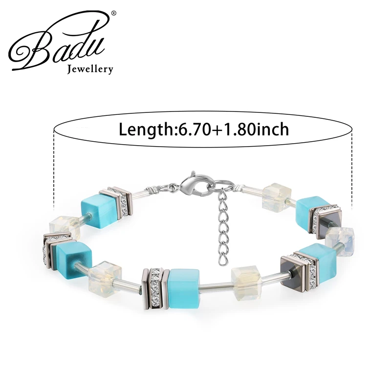 Summer Colorful Square Stone Bracelet for Women Girls Inlaid Crystal Friendship Bracelet Statement Fashion Jewelry 2023 New