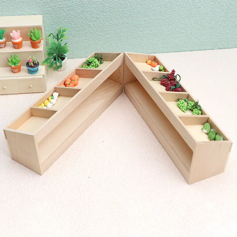 Muebles en miniatura para casa de muñecas a escala 1:12, estante en blanco DIY, supermercado, tienda, estante para frutas y verduras, decoración de microescena 2025